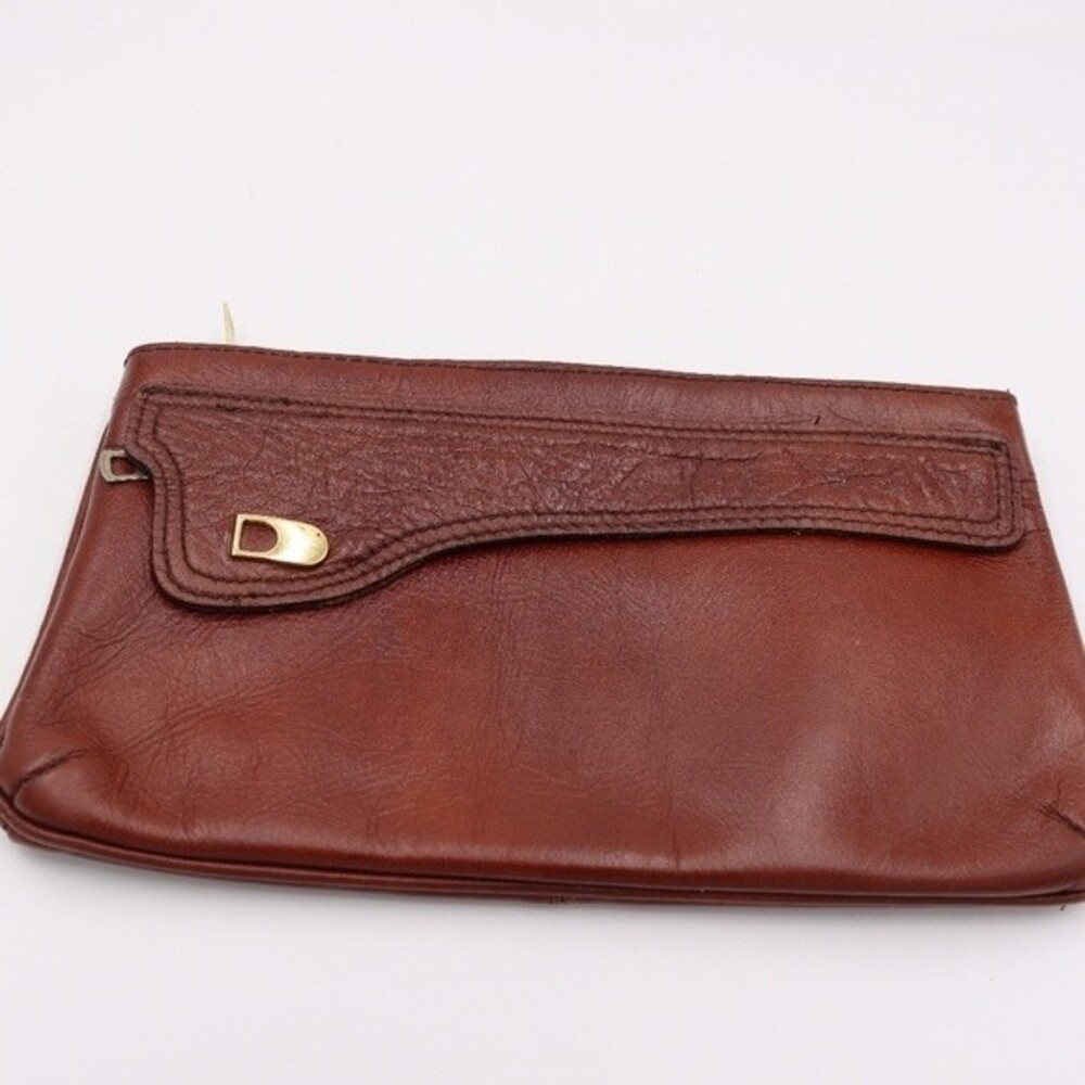 Vintage Leather Brown Clutch Purse Bag
